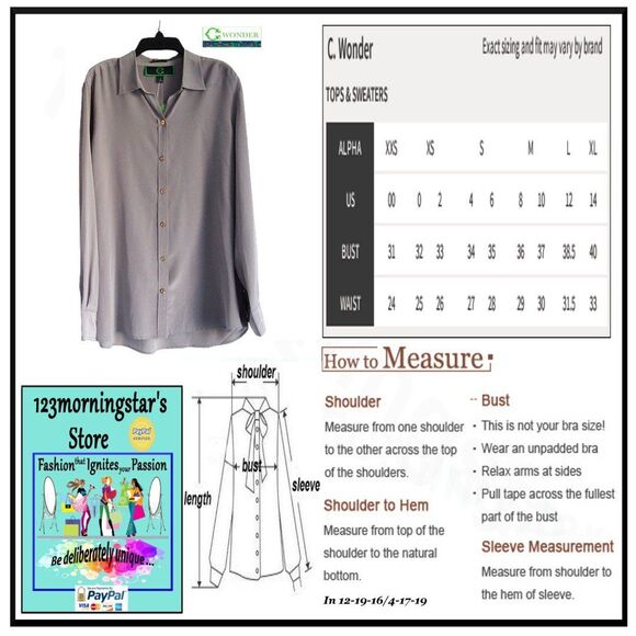 C. Wonder NEW Glam CLASSIC 100% Silk Button Down Shirt L - Picture 12 of 12